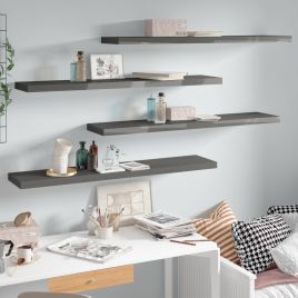 Floating Wall Shelves 4 pcs High Gloss Grey 120x23.5x3.8 cm MDF