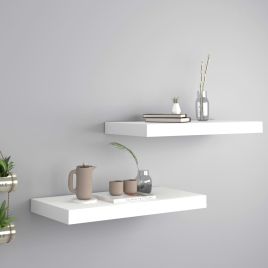 Floating Wall Shelves 2 pcs White 50x23x3.8 cm MDF