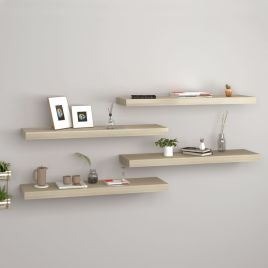 Floating Wall Shelves 4 pcs Oak 80x23.5x3.8 cm MDF