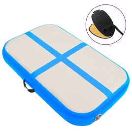 Inflatable Gymnastics Mat with Pump 60x100x15 cm PVC Blue