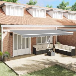 VOIRIDG Awning Frame with LED Strip Lights 600x300 cm Aluminium - White