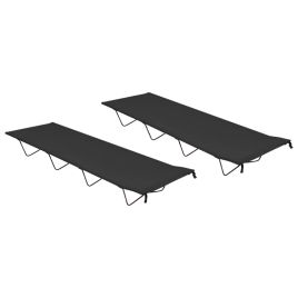 Camping Beds 2 Pieces 180x60x19 cm Oxford Fabric and Steel Black