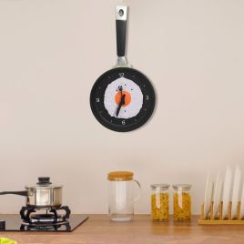 Wall Clock with Fried Egg Pan Design 18.8cm