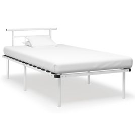 Bed Frame White Metal 100x200 cm