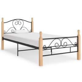 Bed Frame Black Metal 100x200 cm