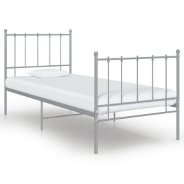 Bed Frame Grey Metal 100x200 cm