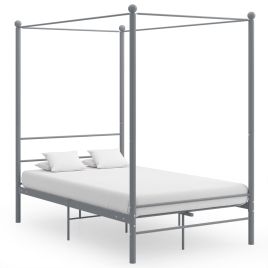 Canopy Bed Frame Grey Metal 120x200 cm