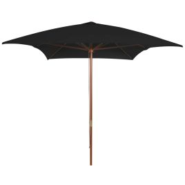 Outdoor Parasol with Wooden Pole Black 200x300 cm