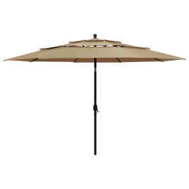 3-Tier Parasol with Aluminium Pole Taupe 3.5 m