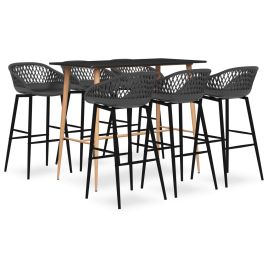 ERTFORD 7 Piece Bar Set and Grey - Black