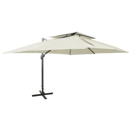 Cantilever Umbrella with Double Top Sand 400x300cm