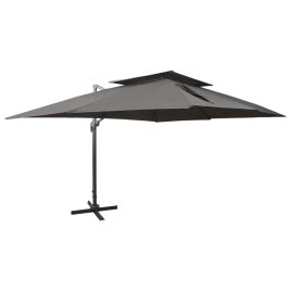Cantilever Umbrella with Double Top Anthracite 400x300cm