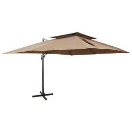 Cantilever Umbrella with Double Top Taupe 400x300cm