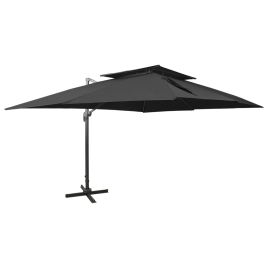 Cantilever Umbrella with Double Top Black 400x300cm