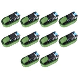 Ratchet Tie Down Straps 10 Pcs 800 daN 6 m Green