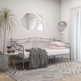 Sofa Bed Frame Grey Metal 90x200 cm