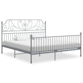 Bed Frame Grey Metal 180x200 cm Super King