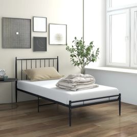 Bed Frame Black Metal 90x200 cm