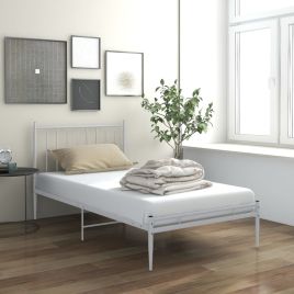 Bed Frame White Metal 100x200 cm
