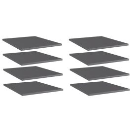 Bookshelf Boards 8 pcs High Gloss Grey 40x50x1.5 cm Engineered Wood