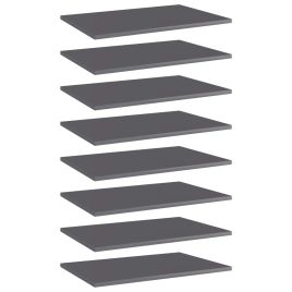 Bookshelf Boards 8 pcs High Gloss Grey 60x40x1.5 cm Engineered Wood