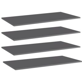 Bookshelf Boards 4 pcs High Gloss Grey 80x20x1.5 cm Engineered Wood