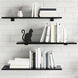 Bookshelf Boards 8 pcs High Gloss Black 80x30x1.5 cm Engineered Wood