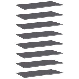 Bookshelf Boards 8 pcs High Gloss Grey 80x40x1.5 cm Engineered Wood