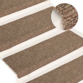 Stair Mats 15 Pcs Needle Punch 65x21x4cm Cream