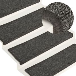 Carpet Stair Treads 15 Pcs 65x21x4cm Grey and Black