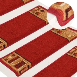 Stair Mats Self-adhesive 15 Pcs 65x21x4cm Red
