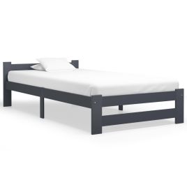 Bed Frame Dark Grey Solid Pine Wood 100x200cm