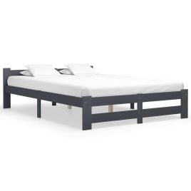 Bed Frame Dark Grey Solid Pine Wood 160x200 cm