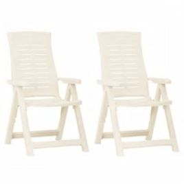 Garden Reclining Chairs 2 pcs Plastic White