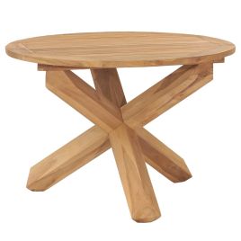 Garden Dining Table Ã˜110x75 cm Solid Teak Wood