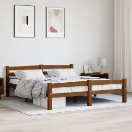 Bed Frame Honey Brown Solid Pinewood 160x200 cm