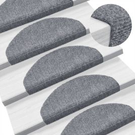 Self-adhesive Stair Mats 10 Pcs Light Grey 65x21x4cm Needle Punch