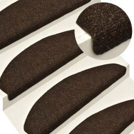 Self-adhesive Stair Mats 5 Pcs Brown 65x21x4cm Needle Punch