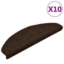 Stair Mats Self-adhesive 10 Pieces 65x21x4 cm Brown Half Round Large
