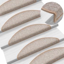 Stair Mats 10 Pieces 56x17x3 cm Light Brown Half Round