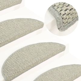 Stair Mats Self-adhesive Sisal-Look 15 pcs 56x17x3 cm Grey