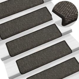 Stair Mats Self-adhesive Sisal-Look 15 Pcs 65x21x4cm Anthracite