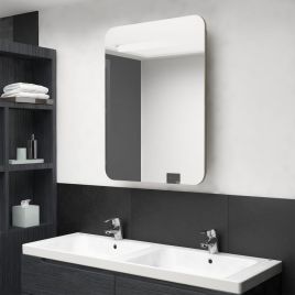 LED Bathroom Mirror Cabinet Oak 60x11x80cm