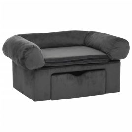 Dog Sofa with Drawer Dark Grey 75x50x38 cm Plush