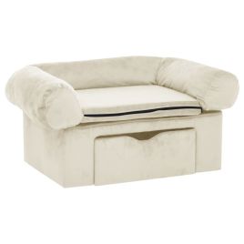 Dog Sofa with Drawer Cream 75x50x38 cm Plush