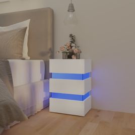 LED Bedside Cabinet White 45x35x67cm Engineered Wood