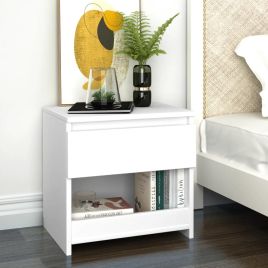 Bedside Cabinet White 40x30x39cm Engineered Wood
