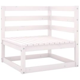 Garden Corner Sofa White Solid Wood Pine