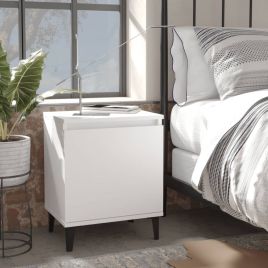 Bed Cabinet with Metal Legs White 40x30x50cm - Alba
