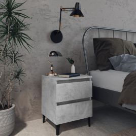 Bed Cabinet Concrete Grey 40x35x50cm Engineered Wood